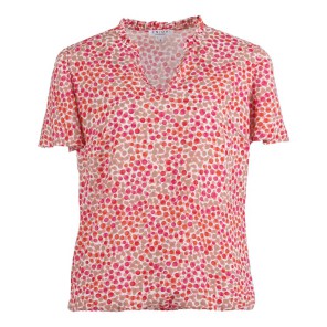 Blouson blouse rondjes print - Fuchsia